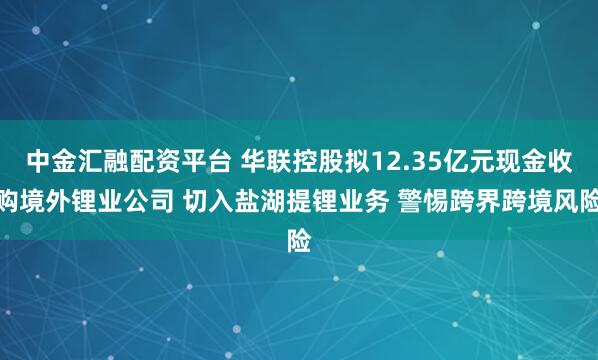 中金汇融配资平台 华联控股拟12.35亿元现金收购境外锂业公司 切入盐湖提锂业务 警惕跨界跨境风险