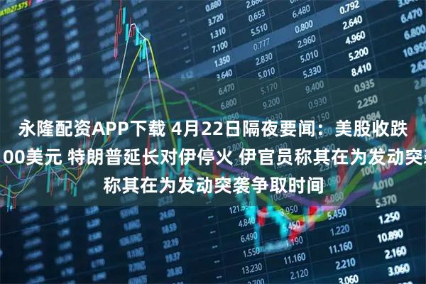 永隆配资APP下载 4月22日隔夜要闻：美股收跌 布油逼近100美元 特朗普延长对伊停火 伊官员称其在为发动突袭争取时间